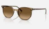Ray-Ban Elliot RB2197F — Striped Green / Polarized Brown Gradient — quarter view