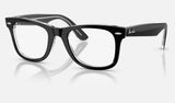 Ray-Ban Wayfarer Ease RX4340V — Black on Transparent — quarter view