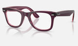 Ray-Ban Wayfarer Ease RX4340V — Violet on Transparent Pink — quarter view