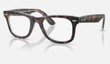Ray-Ban Wayfarer Ease RX4340V — Dark Havana on Multicolor — quarter view