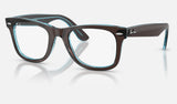 Ray-Ban Wayfarer Ease RX4340V — Brown on Transparent Blue — quarter view