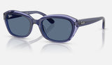 Ray-Ban Junior RJ9081S — Top Violet on Transparent Violet / Dark Blue — quarter view