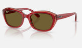 Ray-Ban Junior RJ9081S — Top Red & Orange & Light Purple / Dark Brown — quarter view