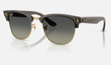 Ray-Ban Clubmaster Reverse RBR0504S — Transparent Dark Grey on Gold / Grey Gradient — quarter view