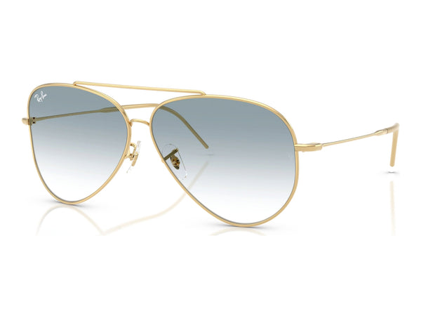 Ray-Ban Aviator Reverse RBR0101S — Arista Gold / Clear Gradient Blue — quarter view