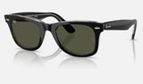 Ray-Ban Wayfarer RB2140 — Black on Transparent / Green — quarter view