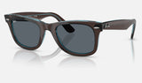 Ray-Ban Wayfarer RB2140 — Brown on Transparent Blue / Blue — quarter view