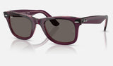 Ray-Ban Wayfarer RB2140 — Violet on Transparent Pink / Dark Grey — quarter view