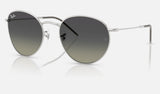 Ray-Ban Round Reverse RBR0103S — Silver / Grey Gradient — quarter view
