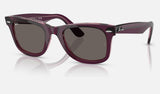 Ray-Ban Wayfarer RB2140F — Violet on Transparent Pink / Dark Grey — quarter view