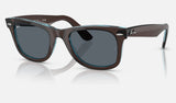 Ray-Ban Wayfarer RB2140F — Brown on Transparent Blue / Blue — quarter view