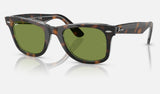Ray-Ban Wayfarer RB2140F — Dark Havana on Multicolor / Green — quarter view