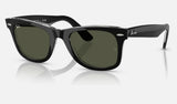 Ray-Ban Wayfarer RB2140F — Black on Transparent / Green — quarter view