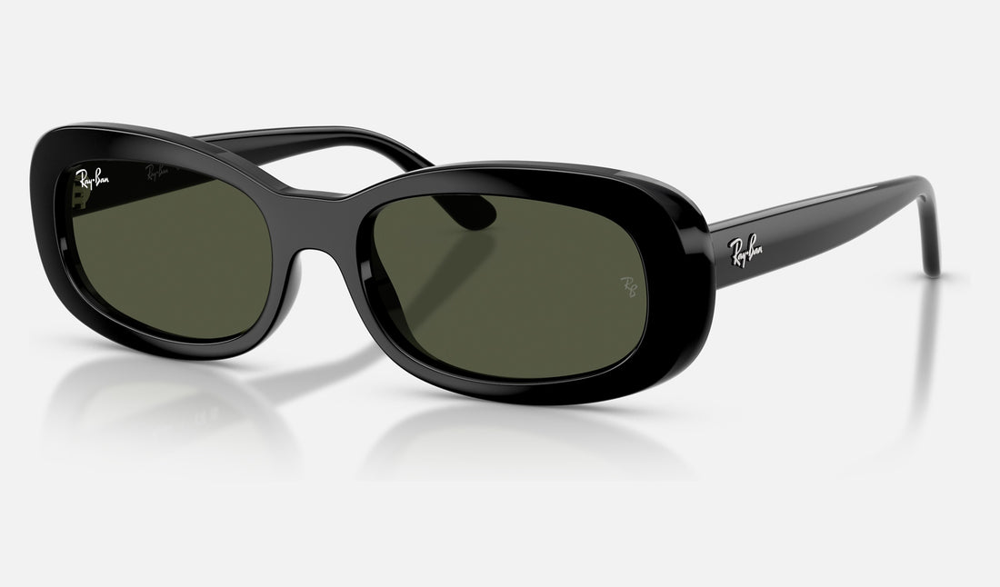 Ray-Ban RB2221F — Black / Green — quarter view