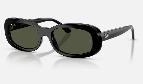 Ray-Ban RB2221F — Black / Green — quarter view