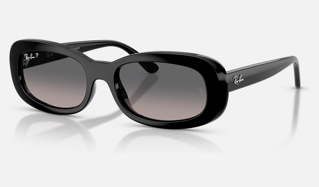 Ray-Ban RB2221F — Black / Gradient Grey Polarized — quarter view