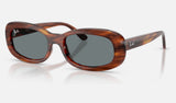 Ray-Ban RB2221F — Striped Havana / Blue — quarter view