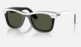 Ray-Ban Wayfarer RB2240 — White on Black / Green — quarter view