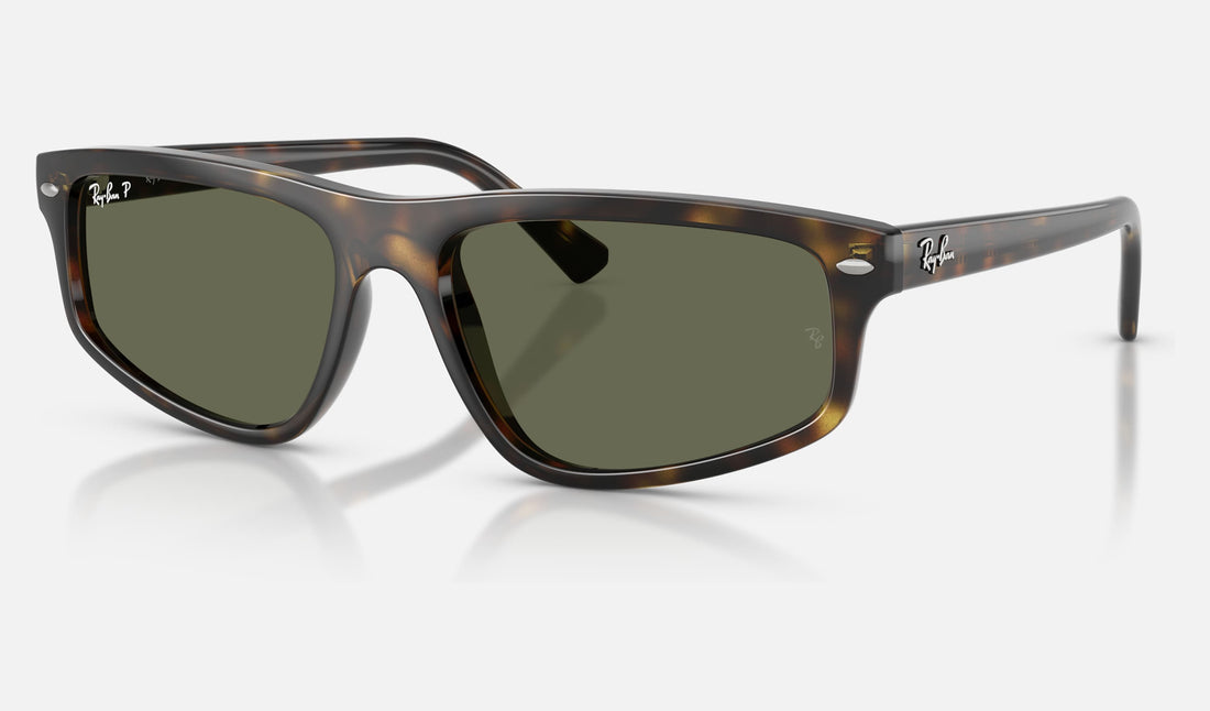 Ray-Ban RB2225 — Havana / Green Polarized — quarter view