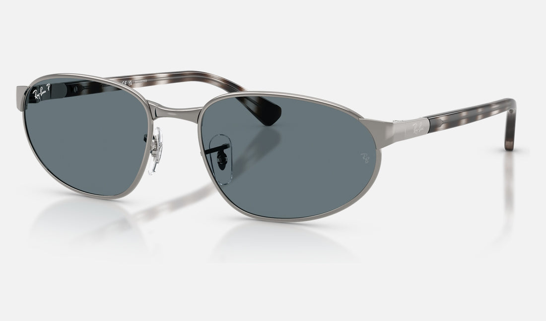 Ray-Ban RB3777 — Gunmetal / Dark Blue Polarized — quarter view