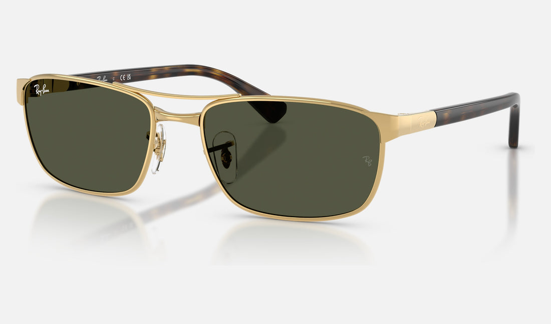 Ray-Ban RB3778 — Arista Gold / Green — quarter view