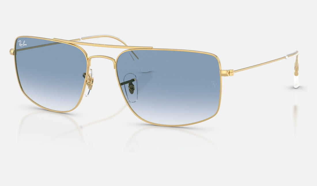 Ray-Ban Explorer 3 RB3779 — Arista Gold / Clear Gradient Blue — quarter view