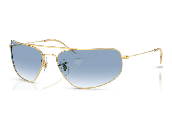 Ray-Ban RB3780 — Arista Gold / Clear Gradient Blue — quarter view