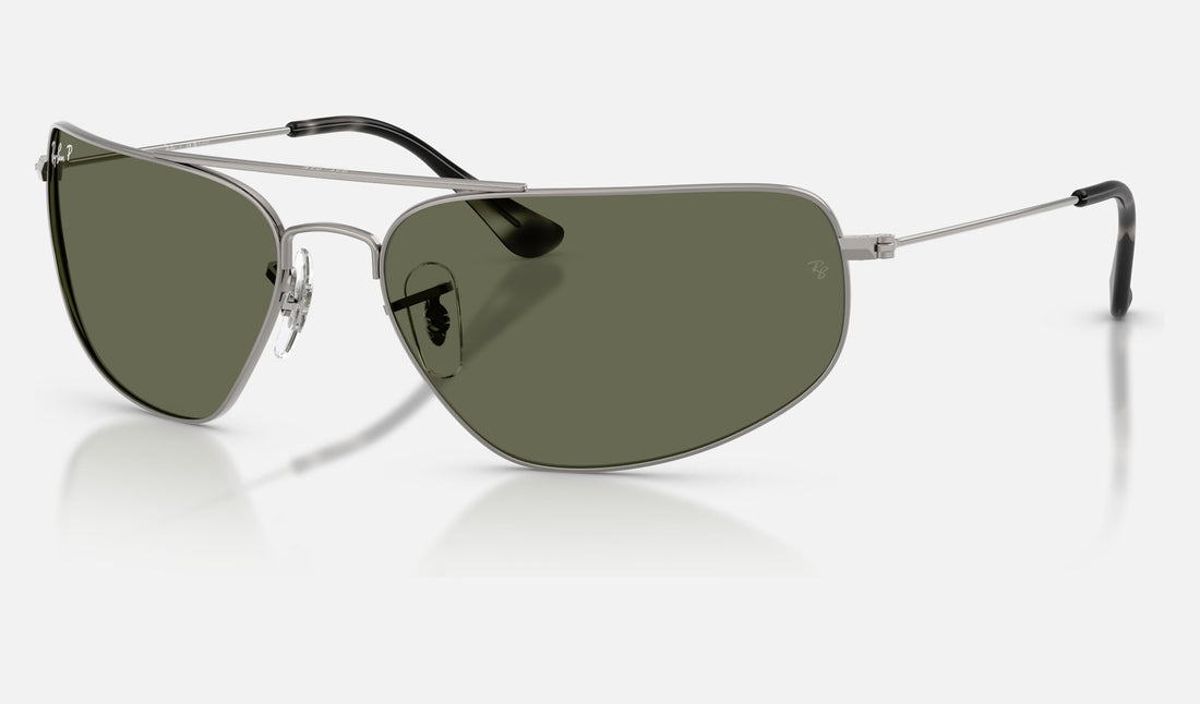 Ray-Ban RB3780 — Gunmetal / Green Polarized — quarter view