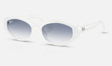 Ray-Ban RB4473D — White / Clear Gradient Light Blue — quarter view