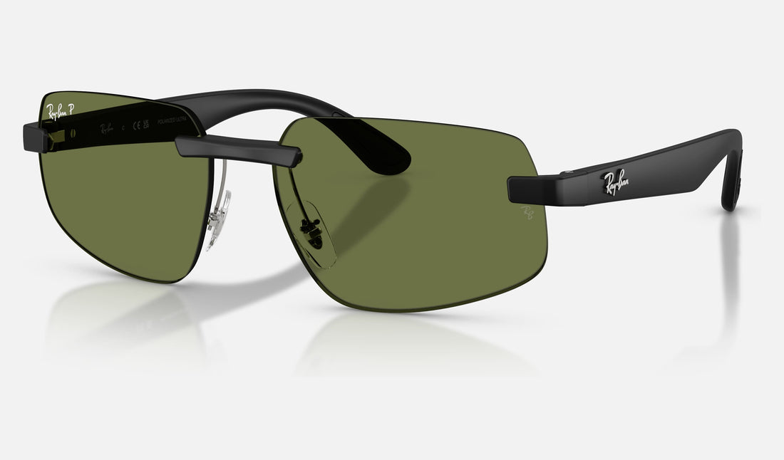 Ray-Ban RB4475CH — Sand Black / Polarized S Green — quarter view
