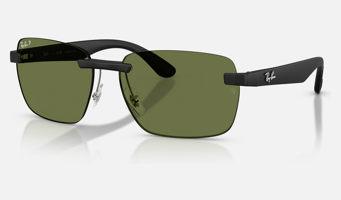 Ray-Ban RB4470CH — Sand Black / Polarized S Green — quarter view