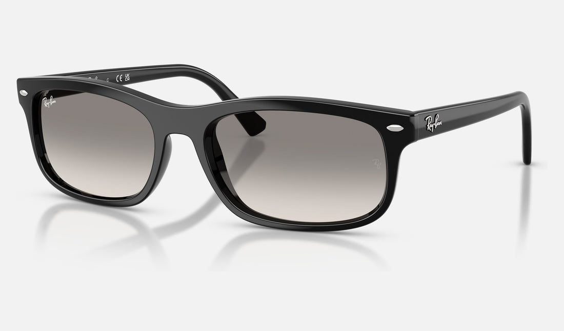 Ray-Ban RB2224F — Black / Clear Gradient Grey — quarter view