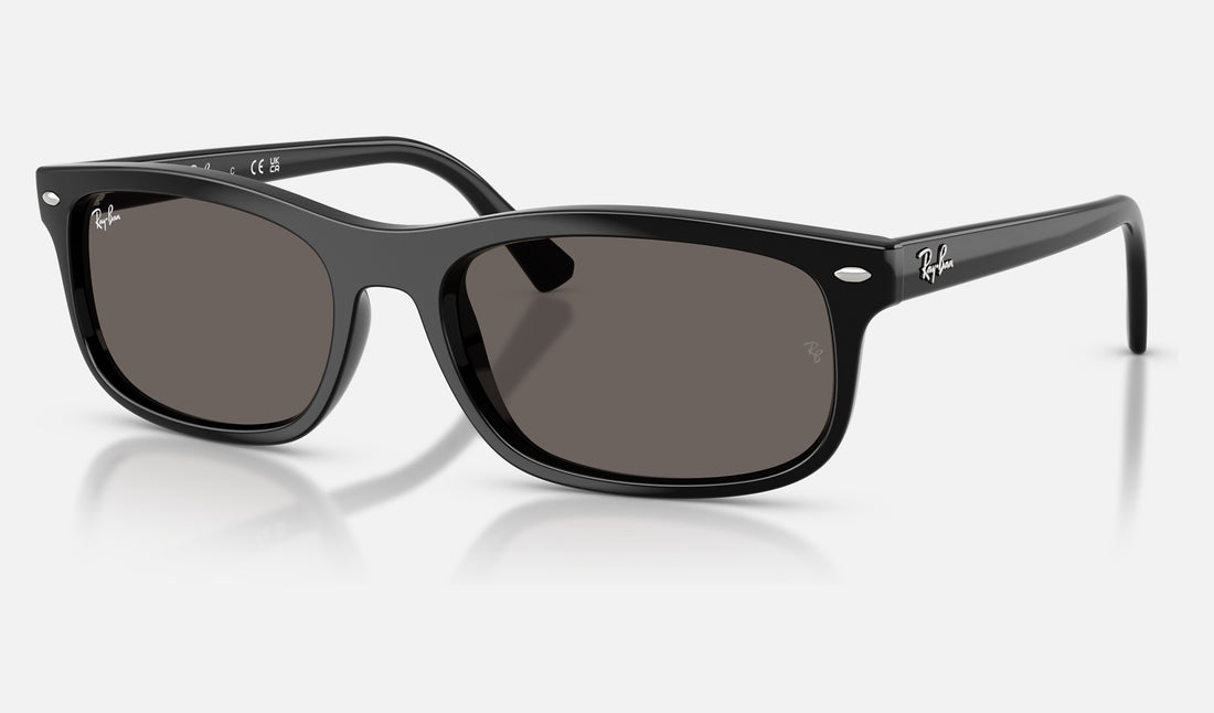 Ray-Ban RB2224F — Black / Dark Grey — quarter view