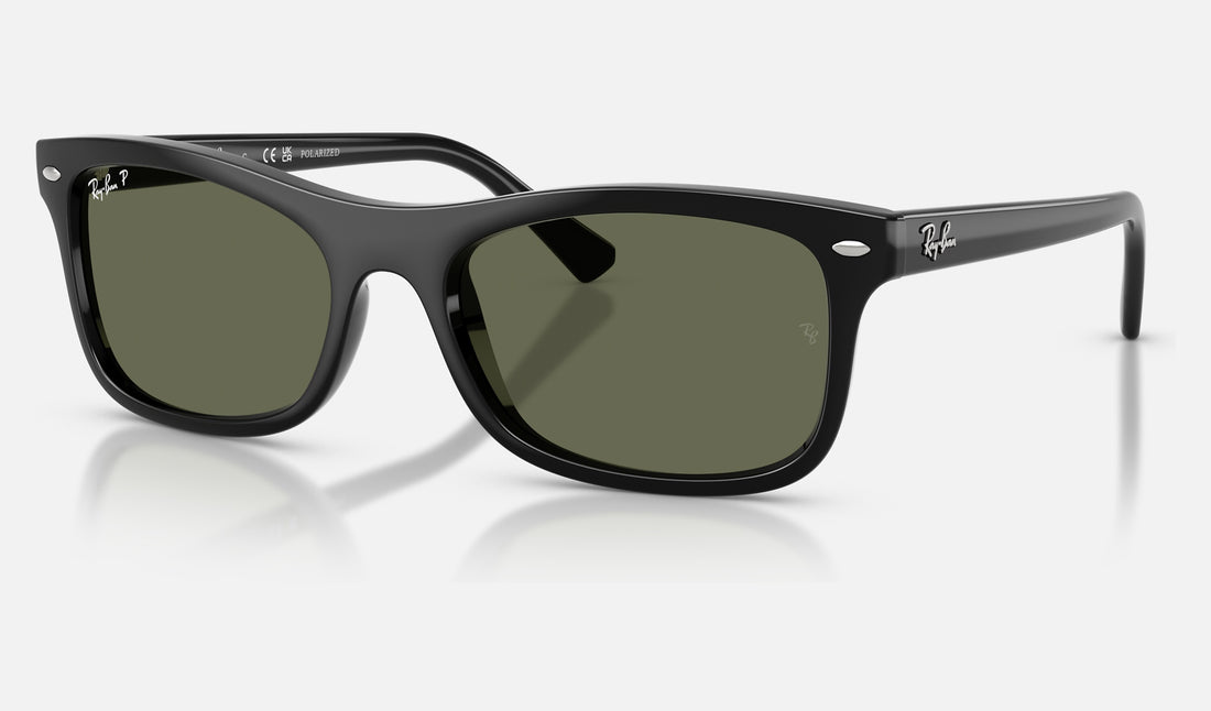 Ray-Ban RB2226F — Black / Green Polarized — quarter view