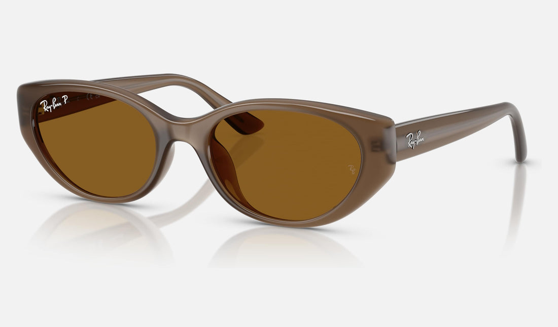 Ray-Ban RB4457D — Transparent Brown / Dark Brown Polarized — quarter view