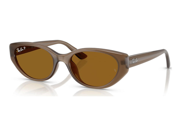 Ray-Ban RB4457D — Transparent Brown / Dark Brown Polarized — quarter view