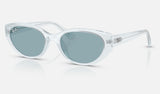 Ray-Ban RB4457D — Transparent Ice / Blue — quarter view