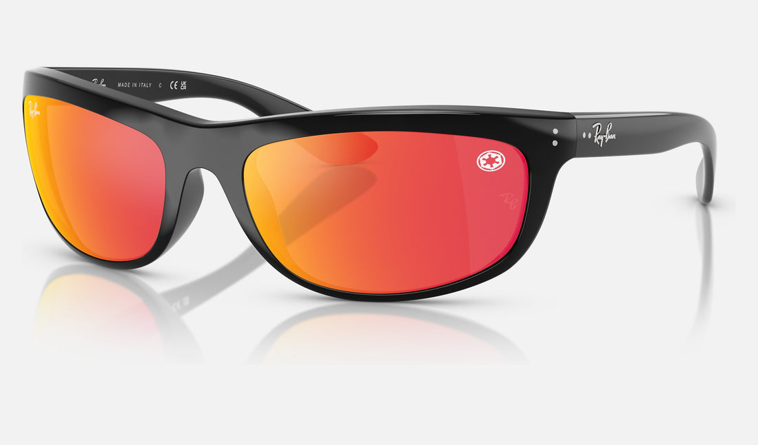 Ray-Ban Balorama RB4089 — Black / Yellow Mirror Red — quarter view