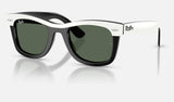 Ray-Ban Junior RJ9140S — White & Black / Dark Green — quarter view