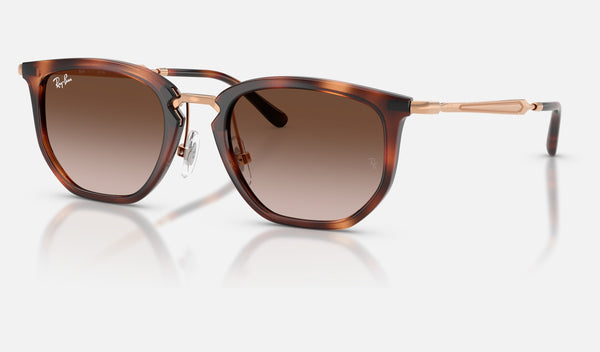 Ray-Ban Junior RJ9085S — Striped Havana / Light Brown Gradient Dark Brow — quarter view