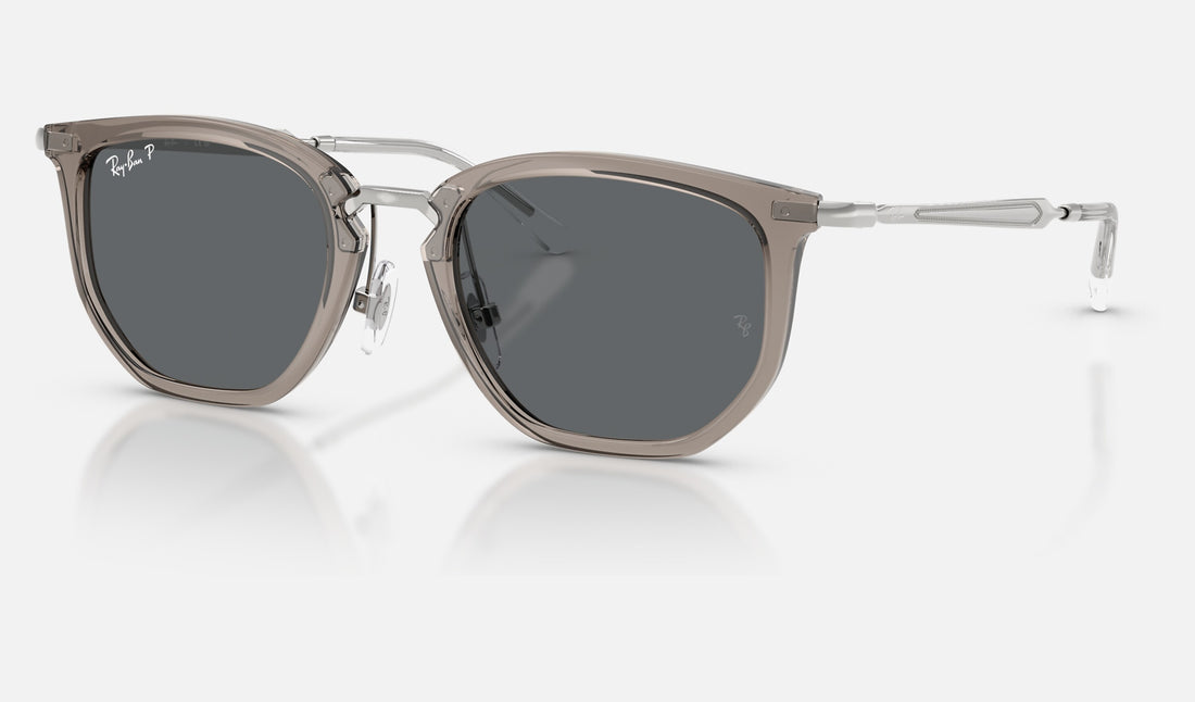Ray-Ban Junior RJ9085S — Transparent Grey / Dark Grey Polarized — quarter view