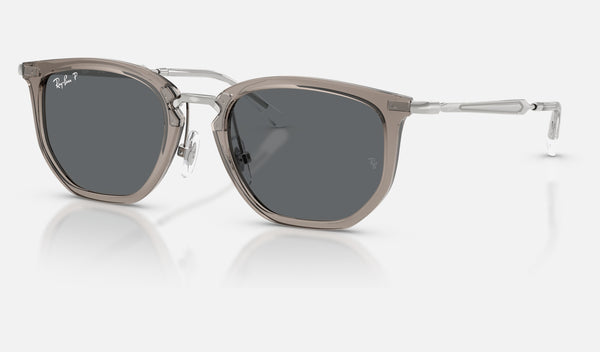 Ray-Ban Junior RJ9085S — Transparent Grey / Dark Grey Polarized — quarter view