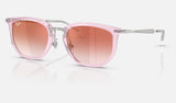 Ray-Ban Junior RJ9085S — Transparent Pink / Clear Gradient Red Mirror Red — quarter view