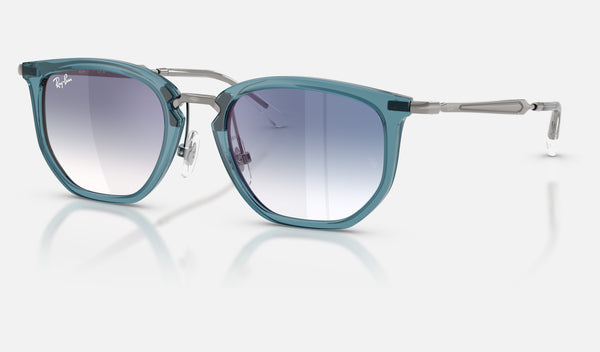 Ray-Ban Junior RJ9085S — Transparent Blue / Clear Gradient Blue Mirror Red — quarter view
