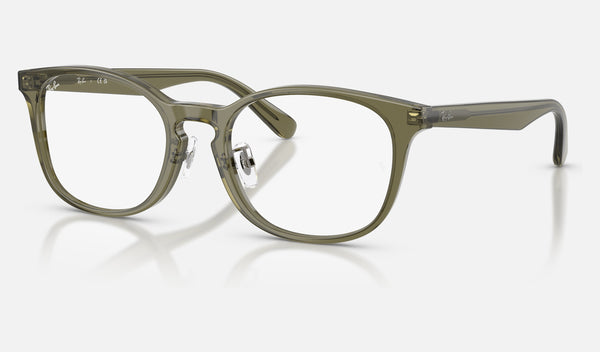 Ray-Ban RX5386D — Transparent Brown Heart — quarter view