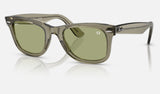 Ray-Ban Wayfarer RB2140F — Transparent Green / Bottle Green — quarter view