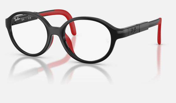Ray-Ban Junior RYA1981 — Black & Red — quarter view