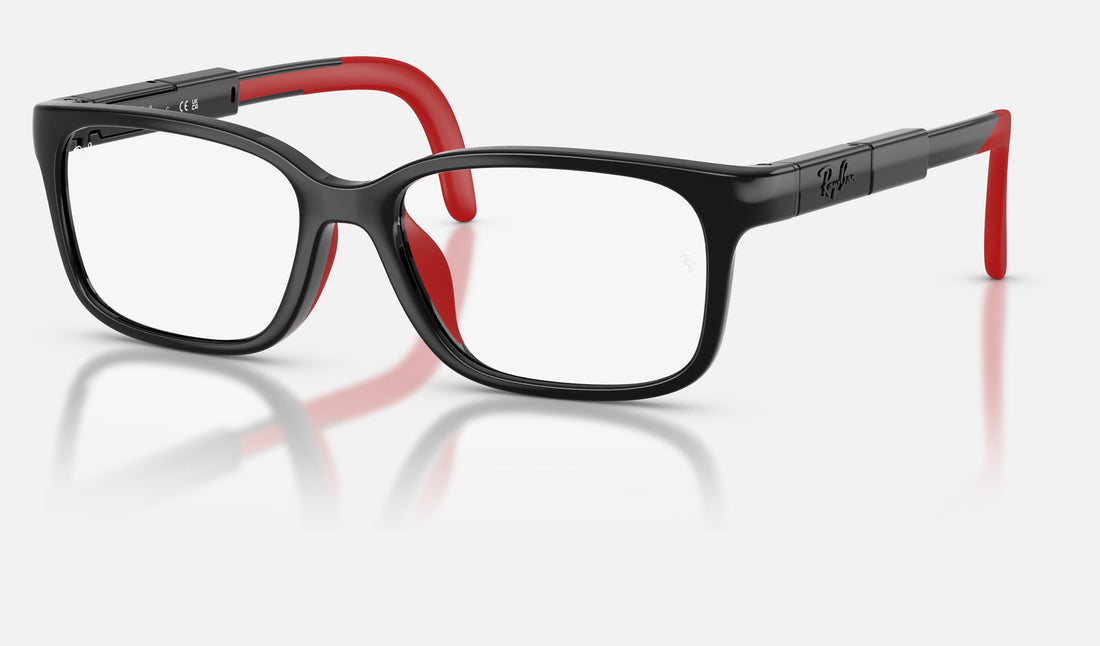 Ray-Ban Junior RYA1980 — Black & Red — quarter view