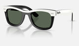 Ray-Ban Junior RJ9140SF — White & Black / Dark Green — quarter view
