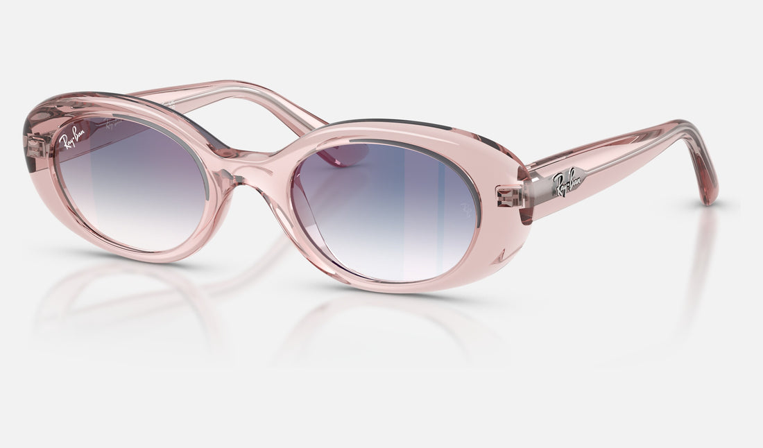 Ray-Ban Junior RJ9141SF — Transparent Pink / Clear Gradient Blue Mirror Red — quarter view